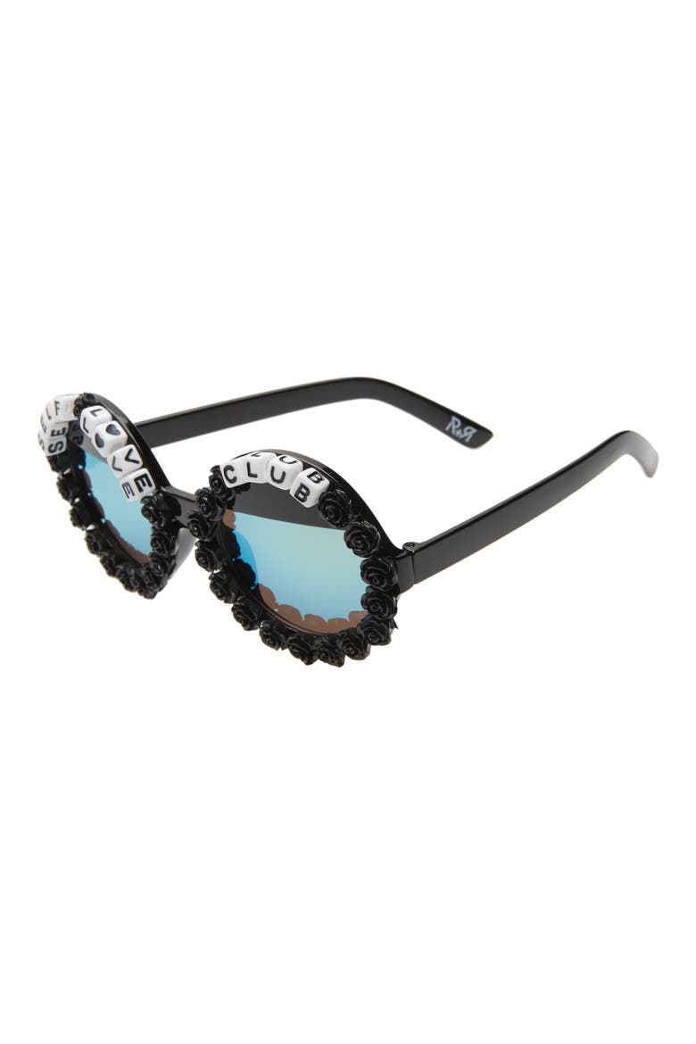 Self Love Club Round Sunglasses, Alternate, color, BLACK/ GREEN MIRRORED