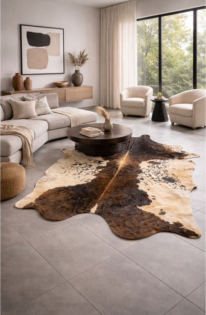 Rhacam Eco Hide Frances Brown Speckled Cowhide Rug  8'0" × 6'4", Alternate, color, Brown Speckled