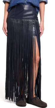 TWP Tangled Up Genuine Leather Fringe Skirt