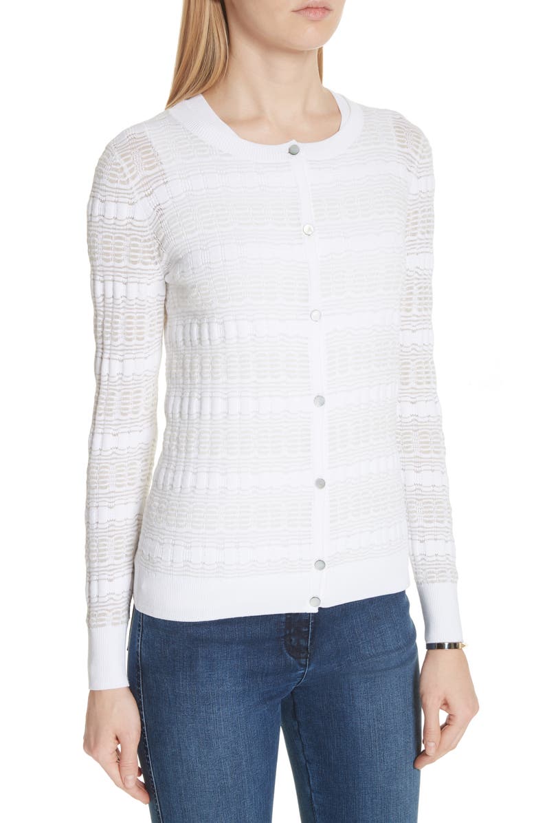 St. John Collection Monica Sheer Knit Cardigan, Alternate, color, 