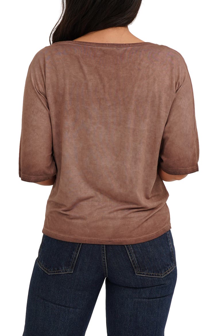 Checkboard Stitch Jersey Top, Alternate, color, FUDGE