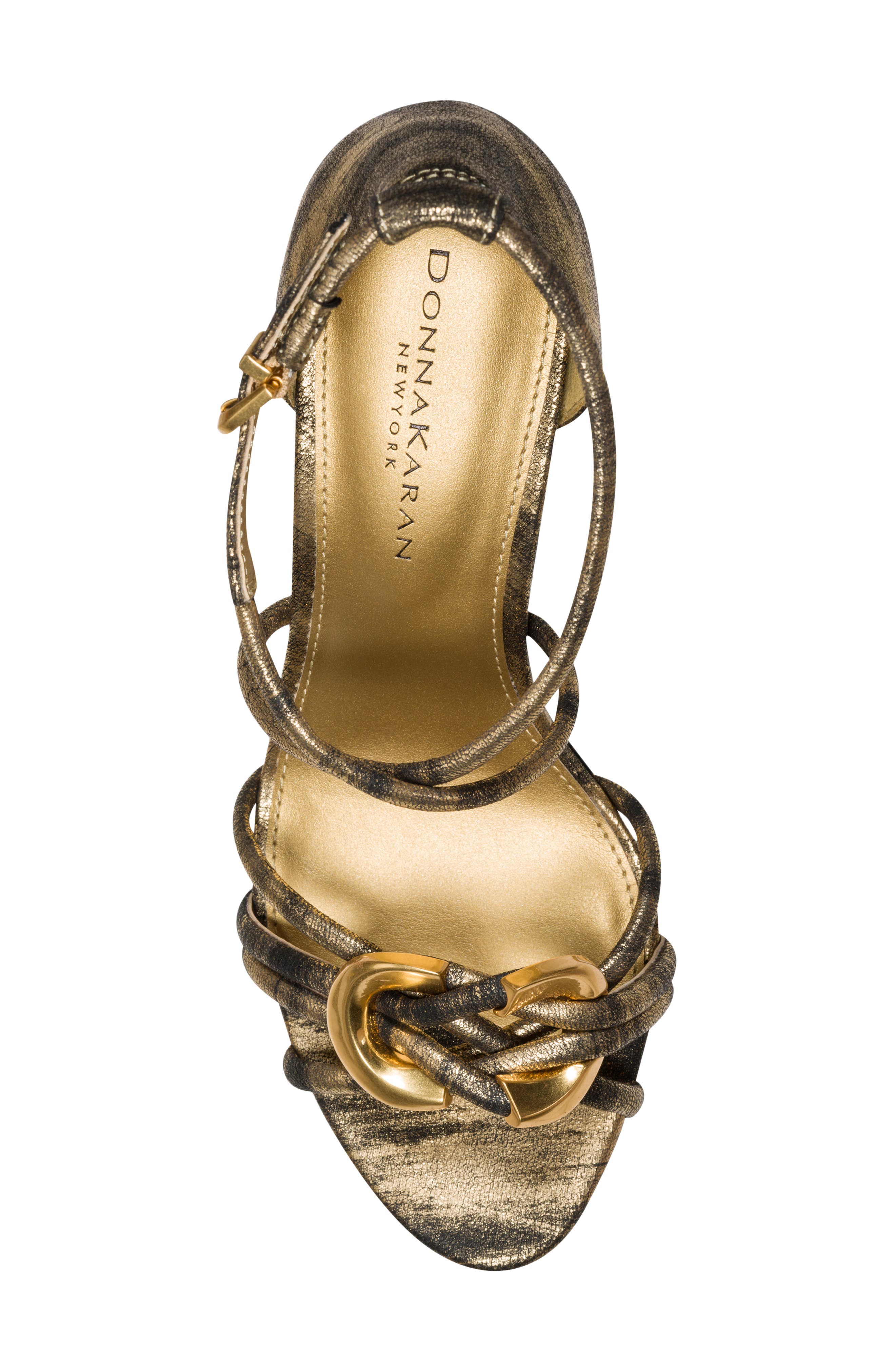 Sarah Ankle Strap Sandal, Alternate, color, BLK/ GOLD