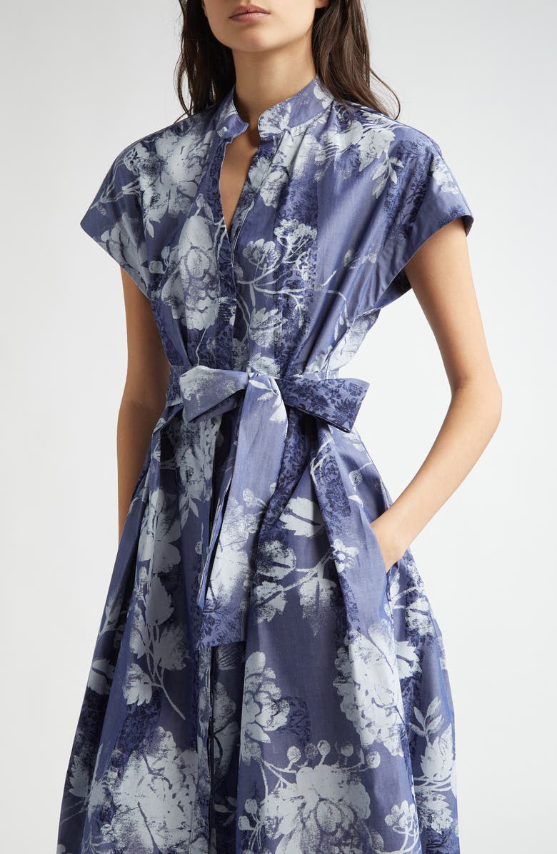 Eleventy Floral Print Cotton Poplin Shirtdress, Alternate, color, 