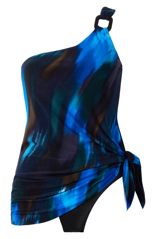 Magicsuit ® Swipe Right Amal One-shoulder Tankini Top In Black/multi