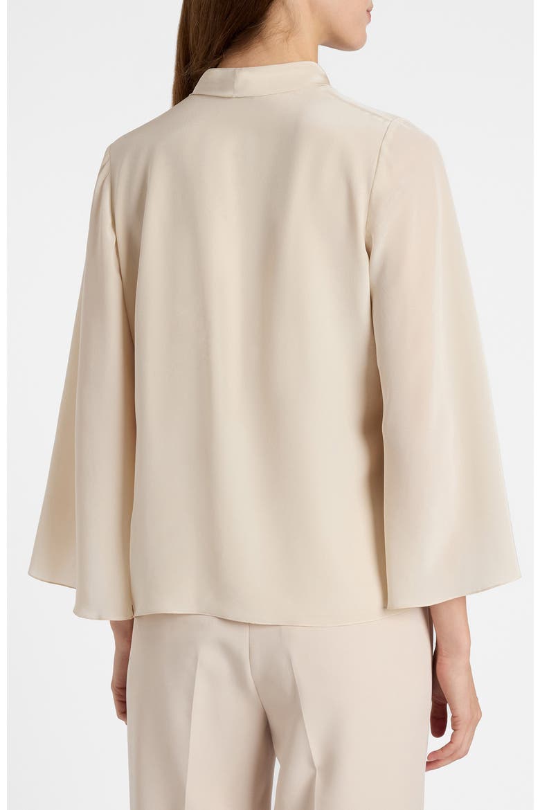 Lena Tie Neck Blouse in Silk Crepe De Chine, Alternate, color, Latte