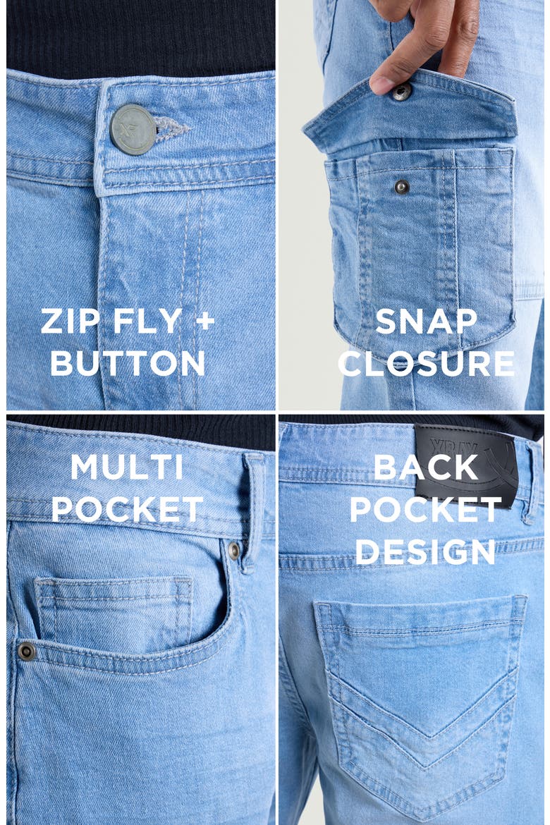 Slim Fit Cargo Jeans, Alternate, color, LIGHT BLUE