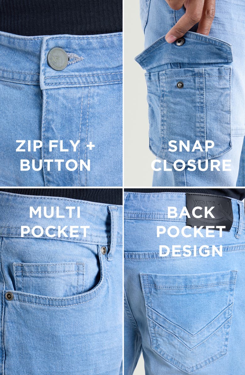 XRAY Slim Fit Cargo Jeans, Alternate, color, Light Blue