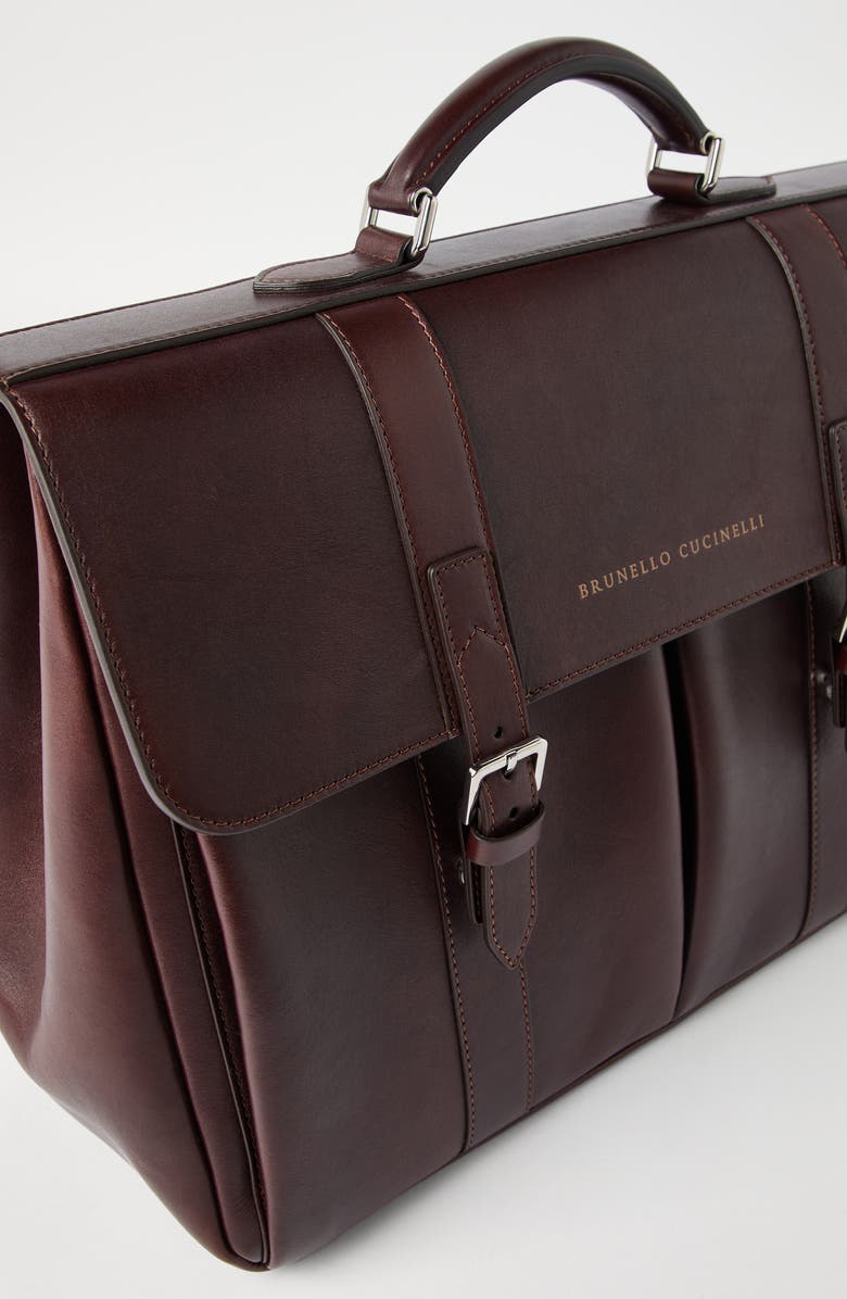 Brunello Cucinelli Calfskin briefcase, Alternate, color, Burgundy