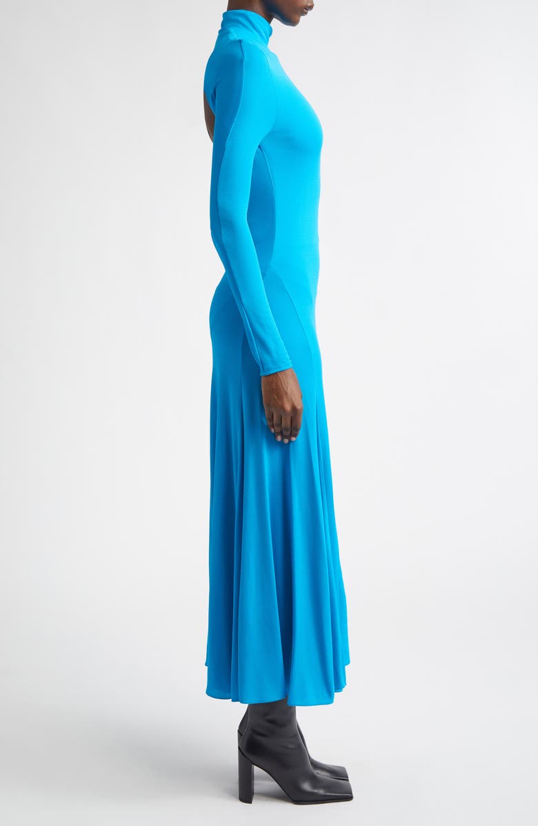 Alaïa Heart Cutout Long Sleeve Jersey Dress, Alternate, color, Turquoise