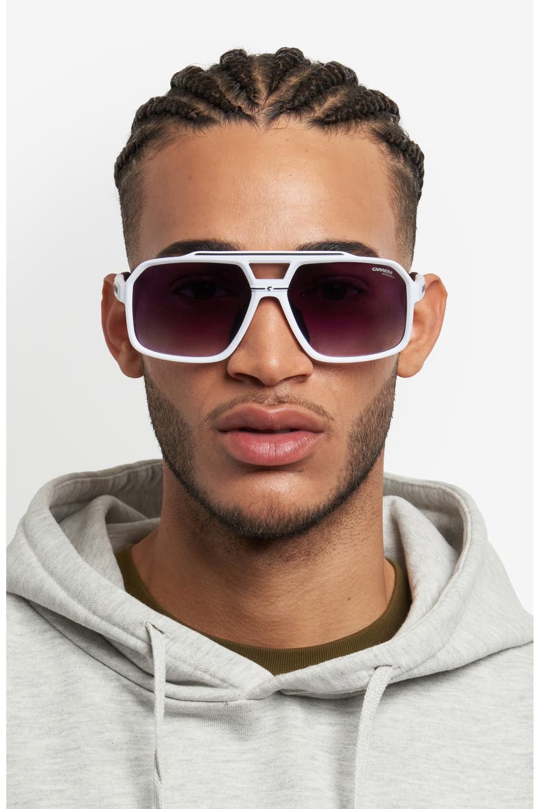 C Sport 61mm Gradient Square Sunglasses, Alternate, color, MATTE WHITE/ GREY SP SH