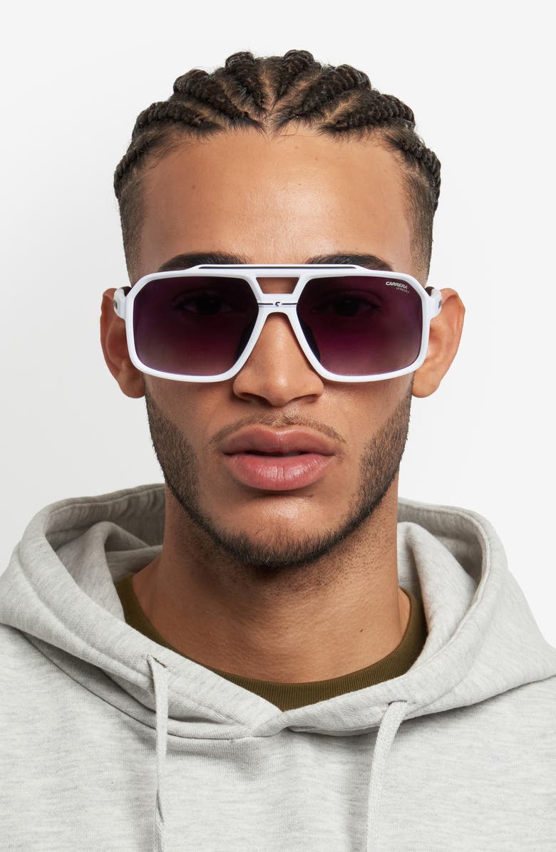 Carrera Eyewear C Sport 61mm Gradient Square Sunglasses, Alternate, color, Matte White/ Grey Sp Sh