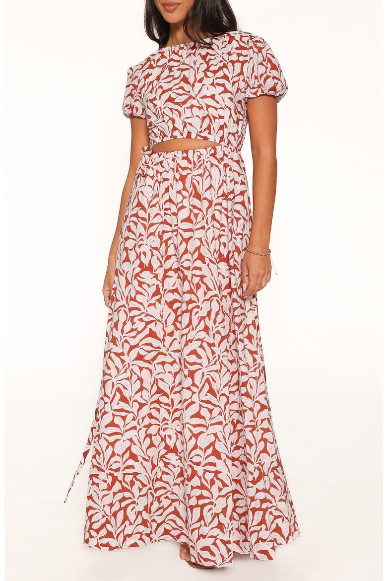 Toria Floral Cutout Cotton Maxi Dress, Main, color, RED FLORAL