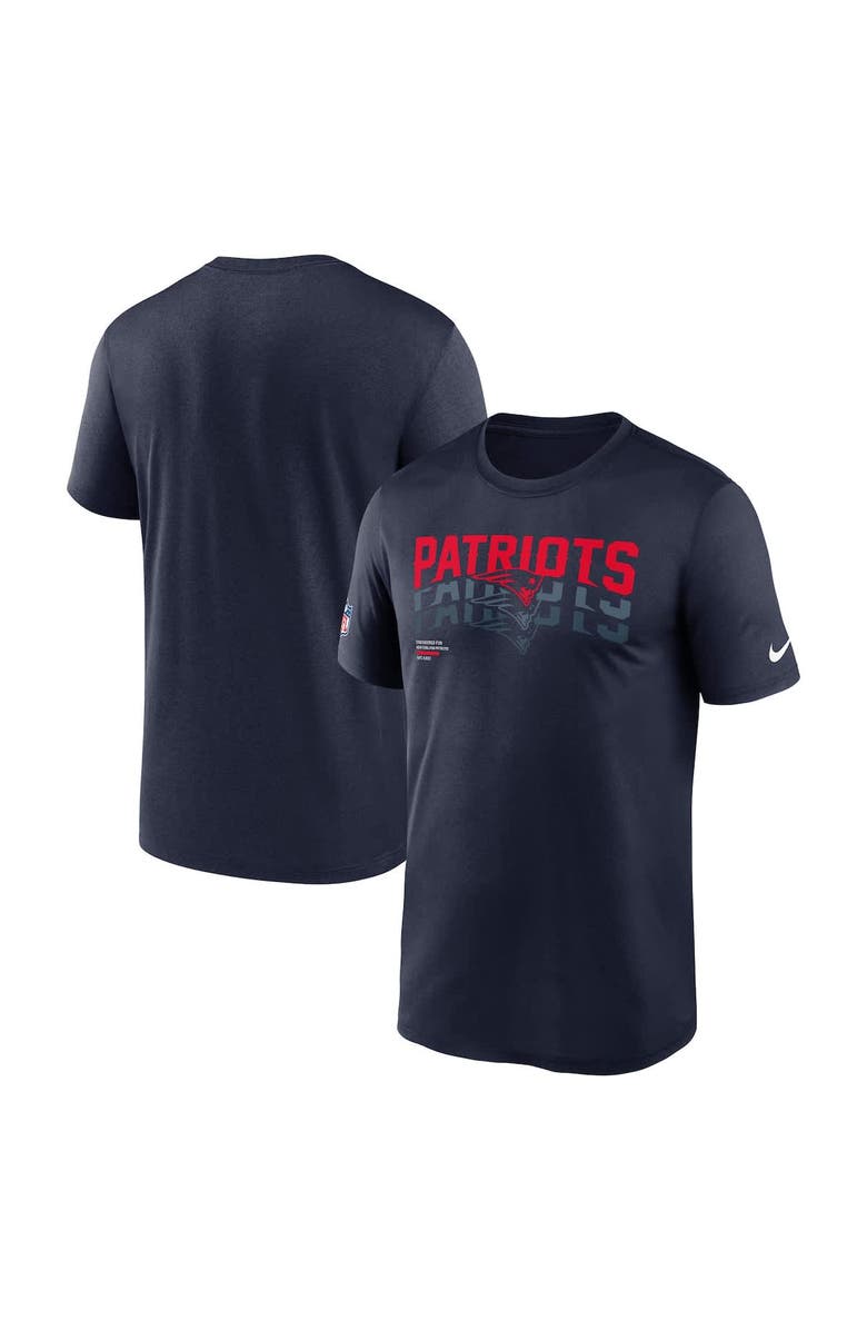 Nike Men's Nike Navy New England Patriots Wordmark Block Sideline Legend Performance T-Shirt, Main, color, Navy