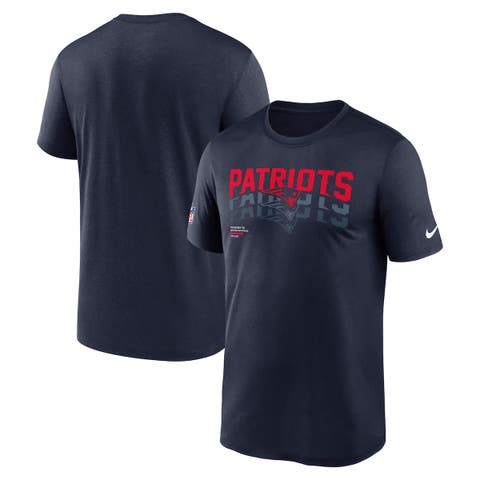 Men's Nike Navy New England Patriots Wordmark Block Sideline Legend Performance T-Shirt