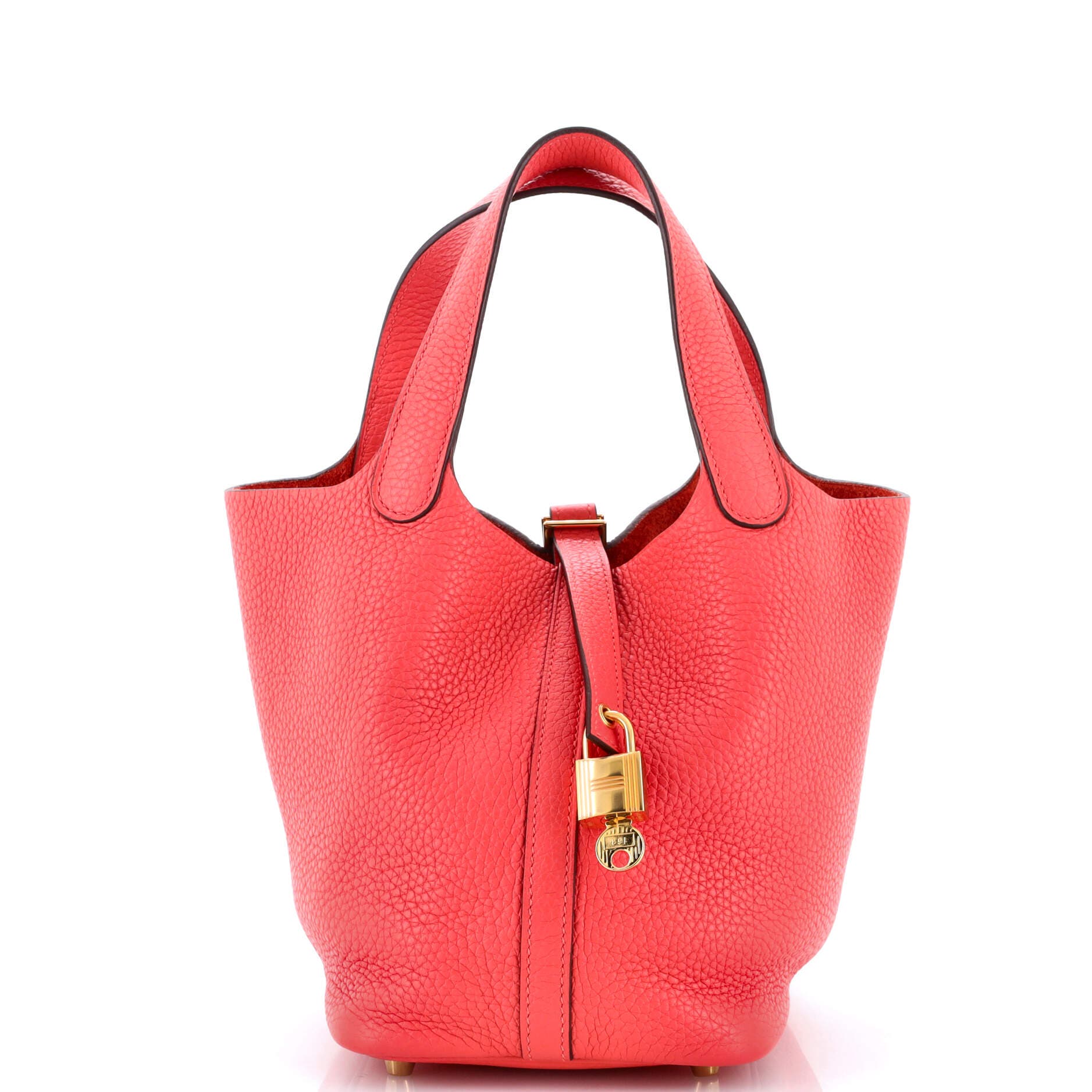 Pre-Owned Hermes Picotin Lock Bag Clemence PM, Main, color, Rouge Pivoine