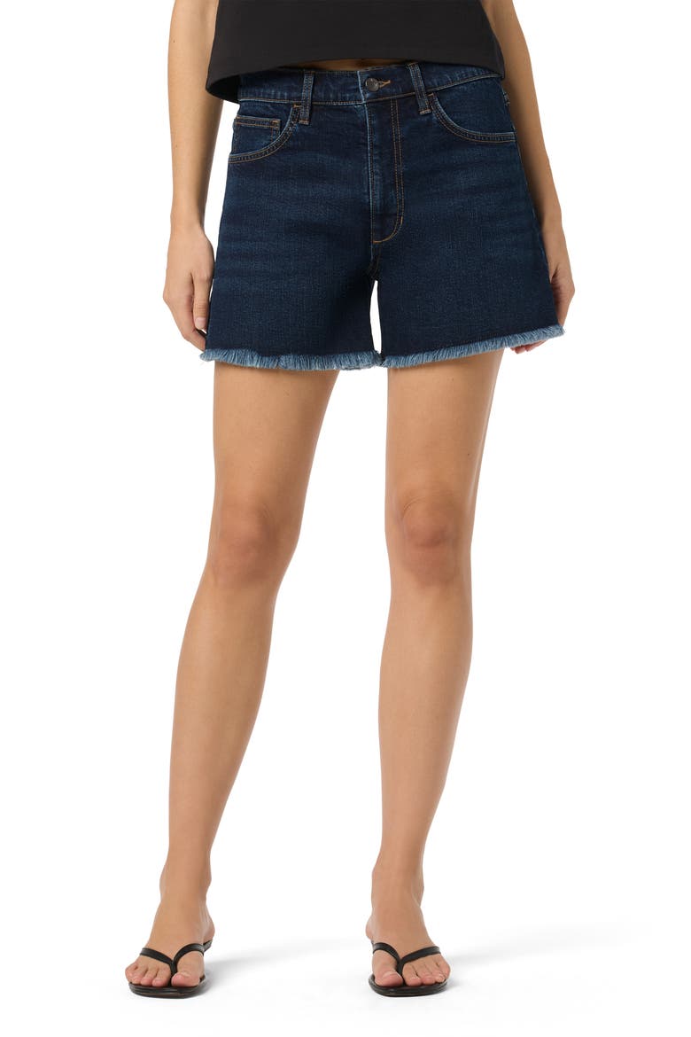 Frayed High Waist Relaxed Denim Shorts, Main, color, IDA