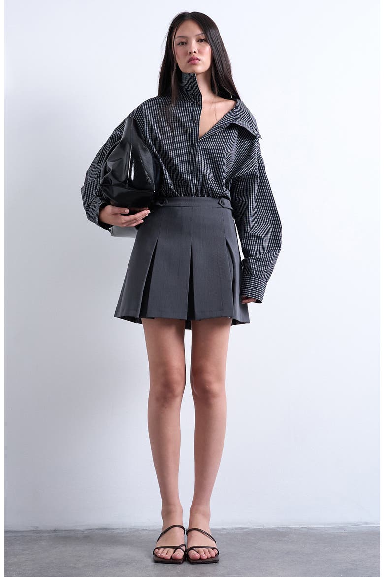 Pleated Miniskirt, Main, color, GREY