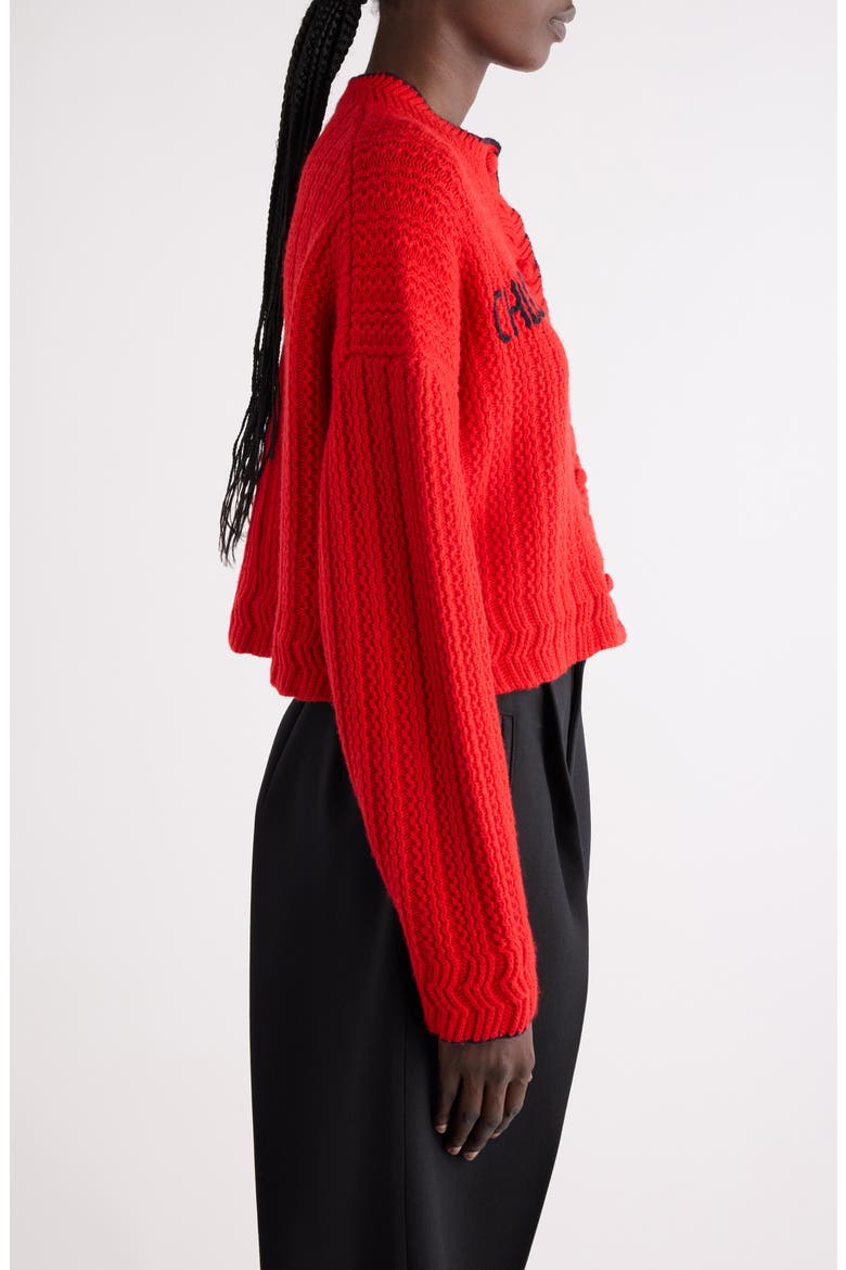 Logo Heart Wool & Cashmere Cardigan, Alternate, color, TULIP RED