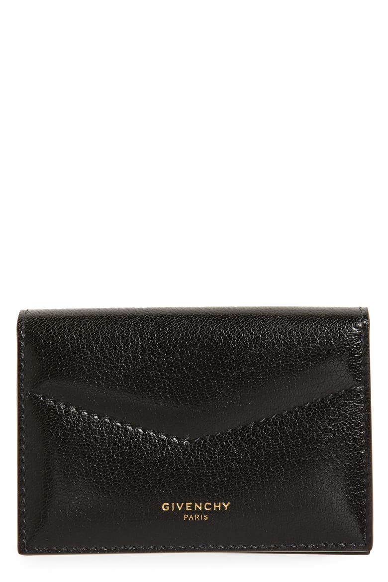 Leather Card Holder, Main, color, BLACK