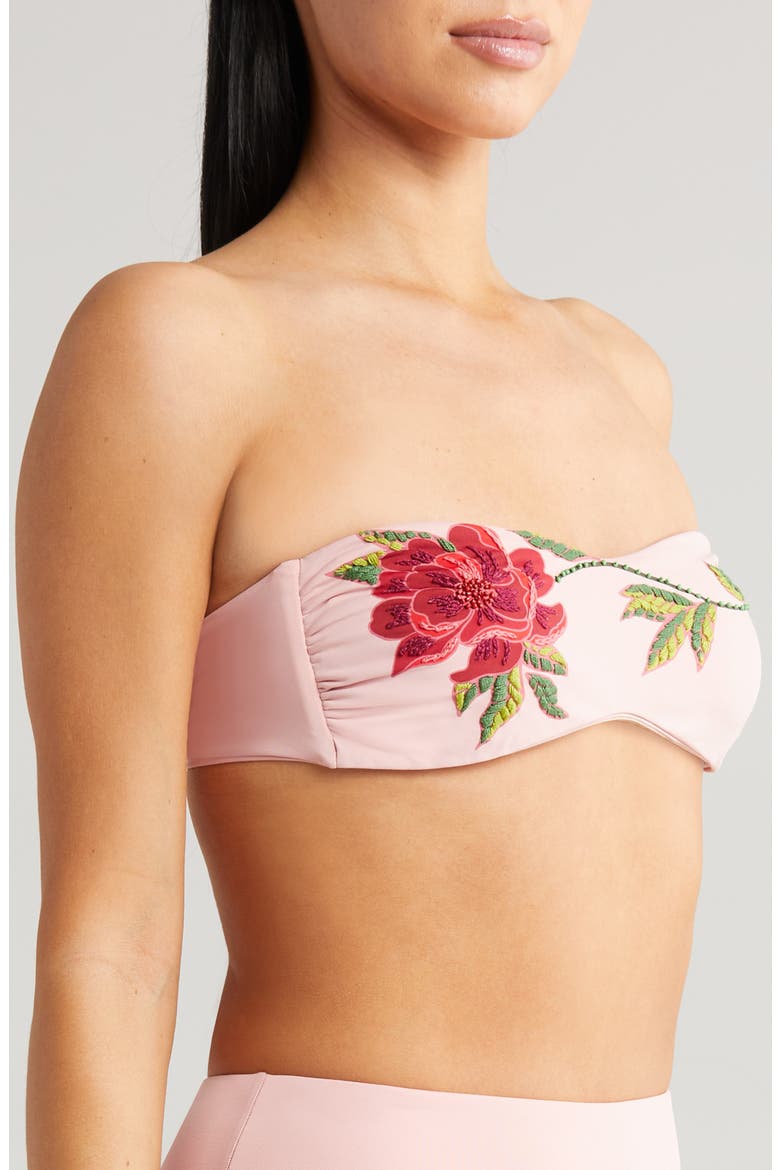 Rose Beaded Strapless Bikini Top, Alternate, color, ROSE PINK
