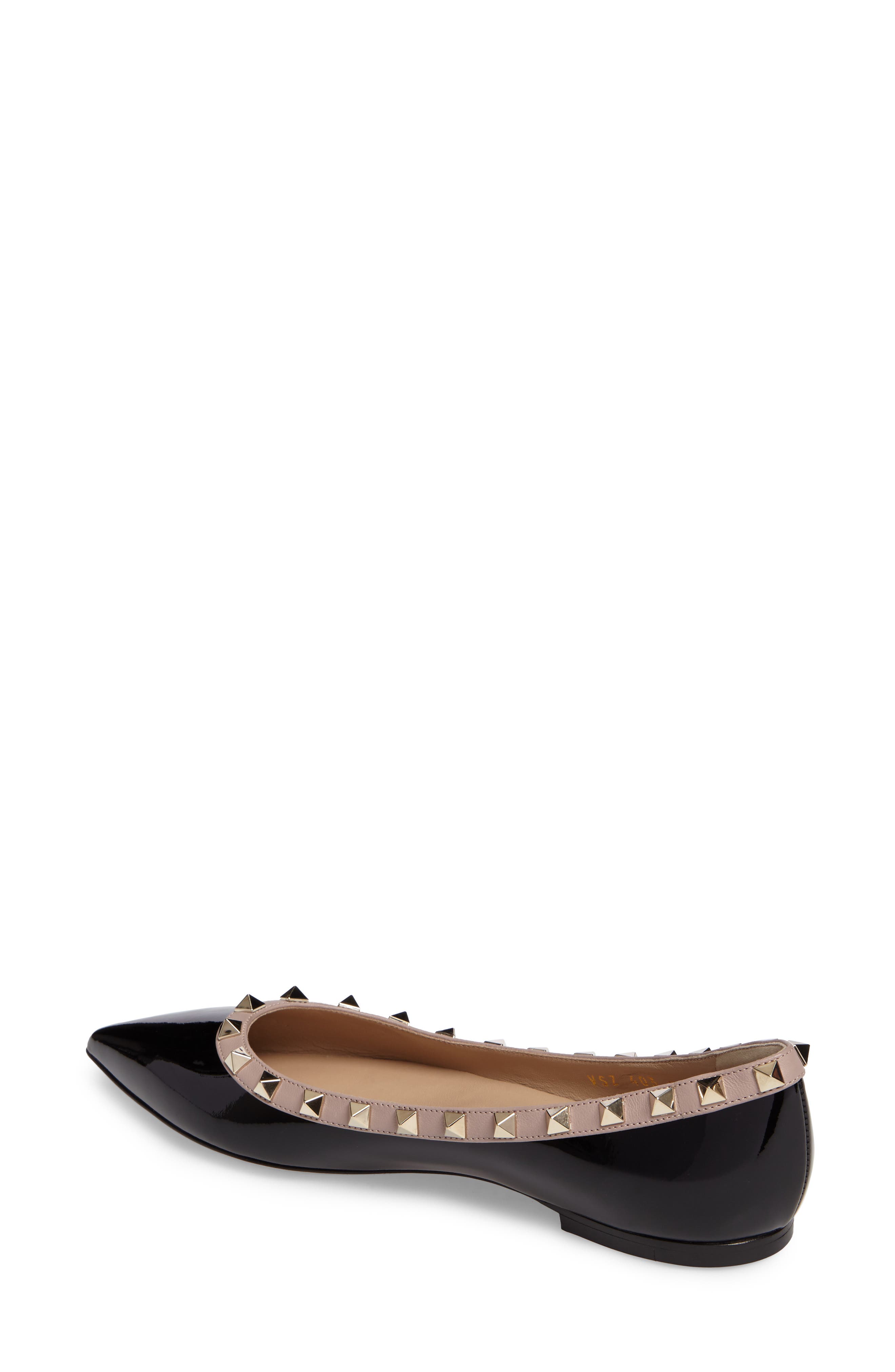 Valentino Garavani Rockstud Pointed Toe Ballerina Flat, Alternate, color, 