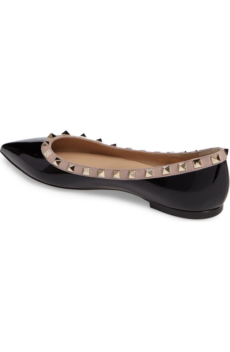 Valentino Garavani Rockstud Pointed Toe Ballerina Flat, Alternate, color,