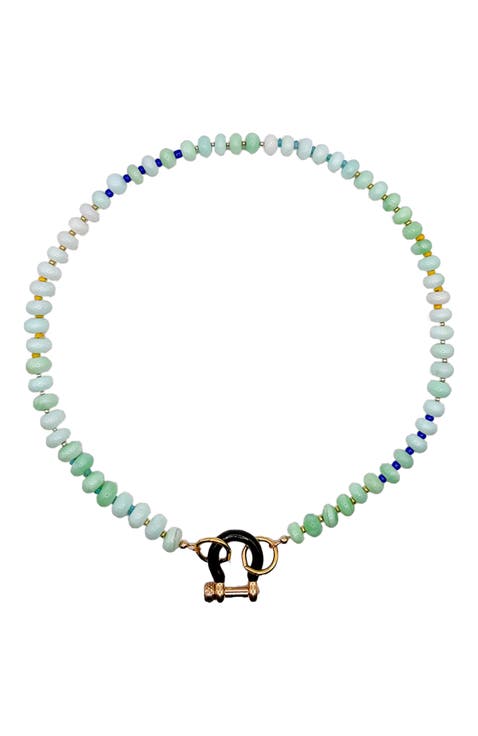 Cass Blue Green Opal Gold Plated Necklace