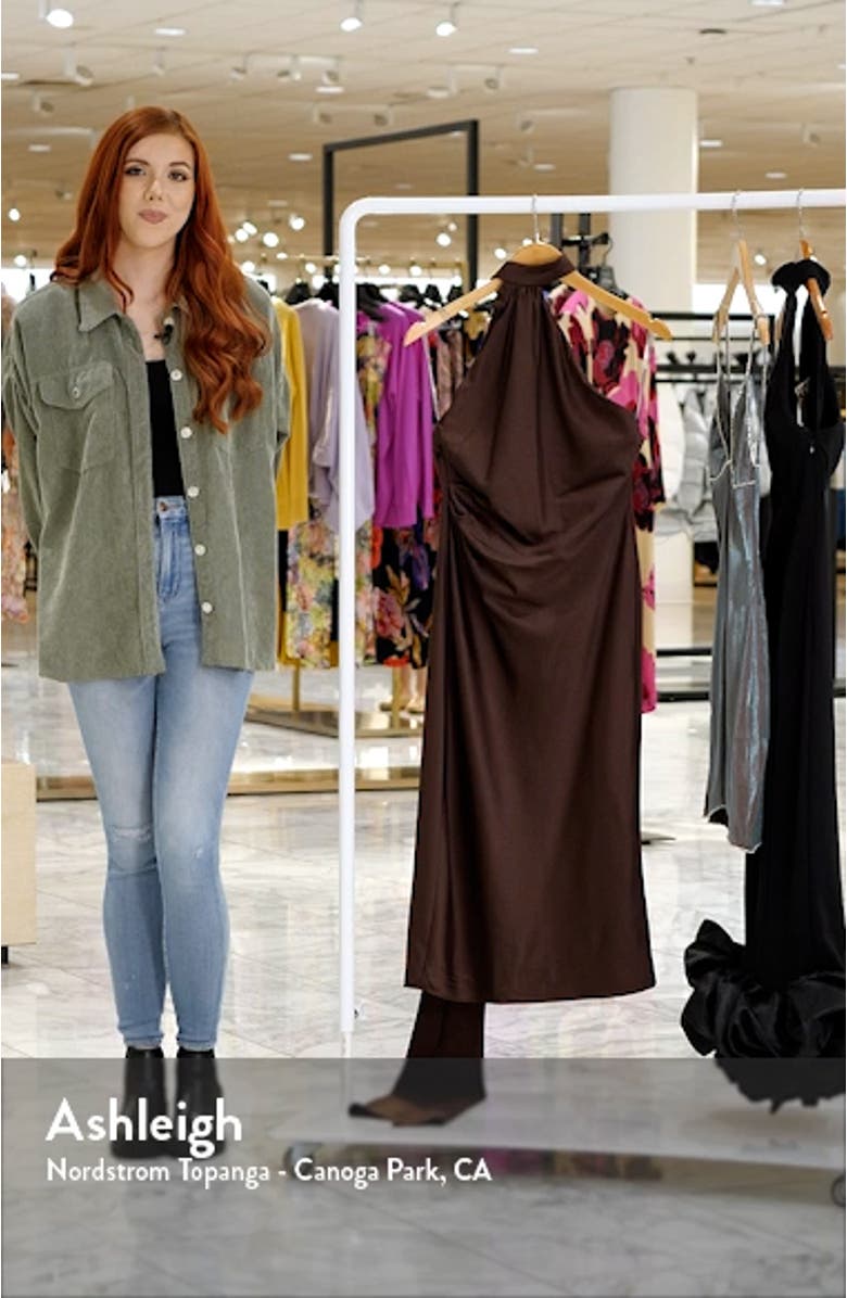 Angelina Asymmetric Halter Midi Dress, sales video thumbnail
