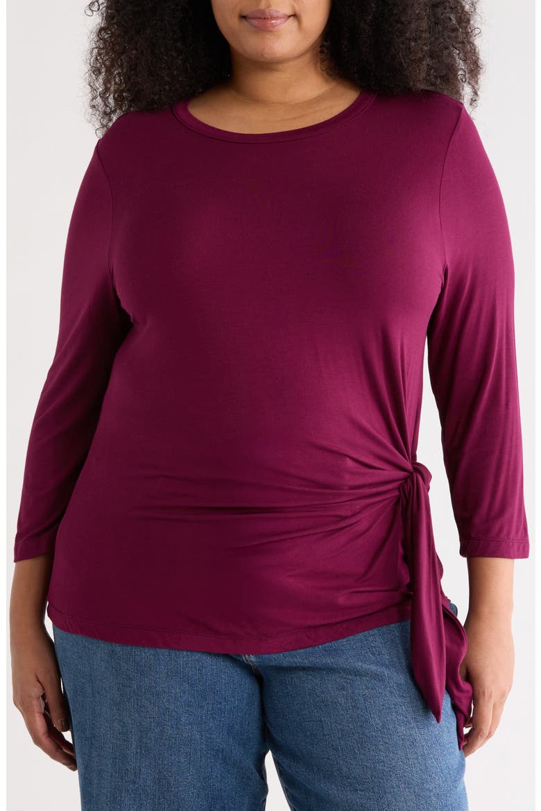 Side Knot Top, Main, color, BURGUNDY