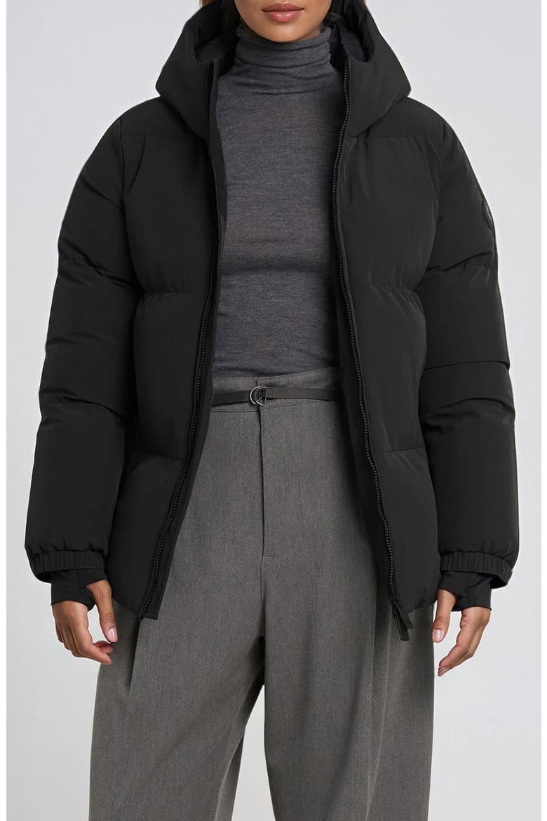 Stacy Water Resistant Hooded Puffer Jacket, Main, color, BLACK