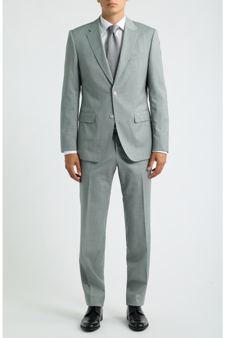 Huge Trim Fit Solid Virgin Wool Suit, Main, color, MEDIUM BEIGE