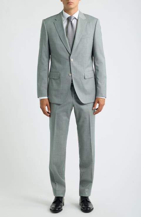 Huge Trim Fit Solid Virgin Wool Suit