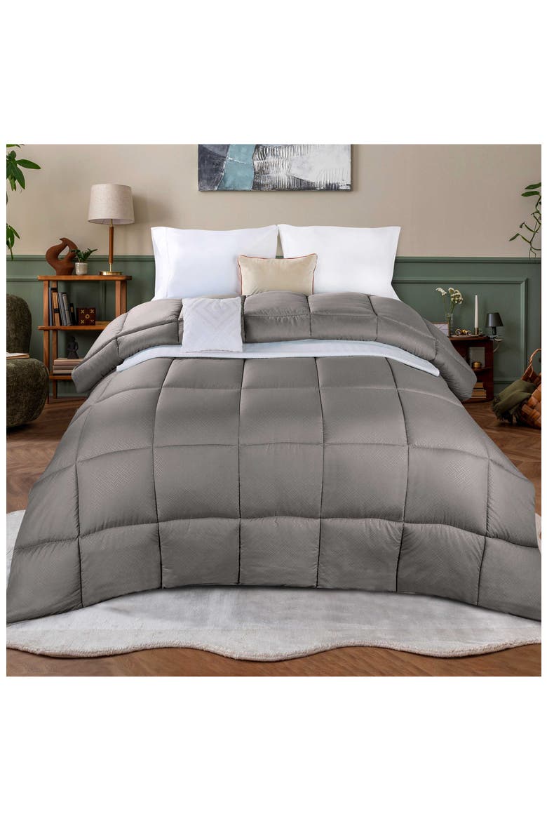 Reversible Down Alternative Comforter, Alternate, color, CHARCOAL