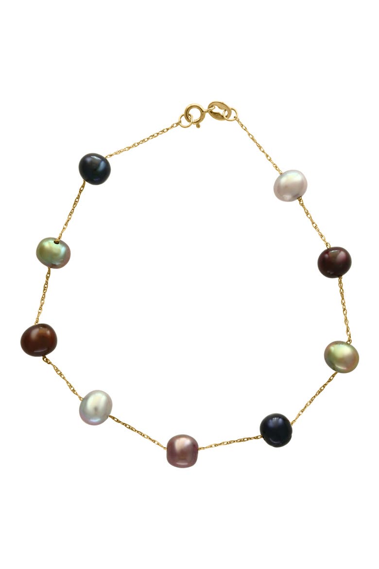 14K Yellow Gold 5.5–6mm Freshwater Pearl Station Bracelet, Main, color, MULTI