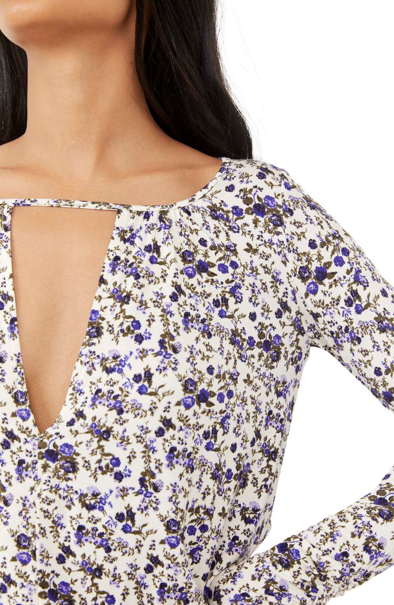 Free People Kaya Print Cutout Bodysuit, Alternate, color, 