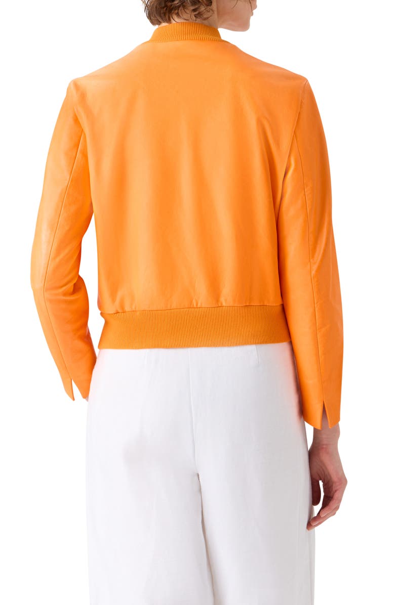 Akris punto Crinkle Napa Leather Bomber Jacket, Alternate, color, Orange