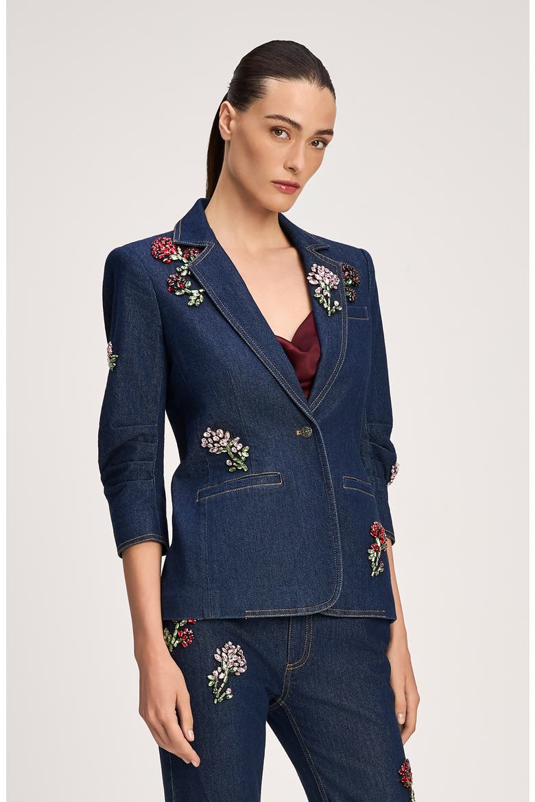 Khloe Rhinestone Roses Denim Blazer, Alternate, color, NEPTUNE MULTI