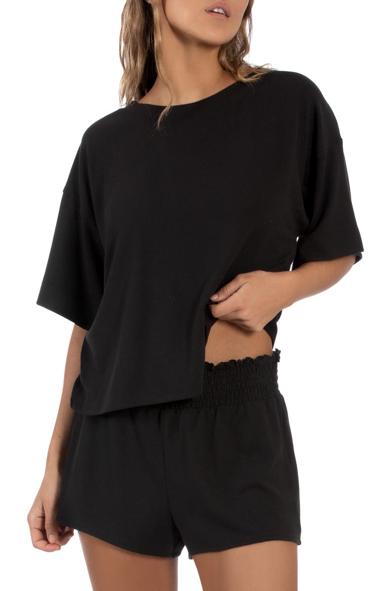 Midnight Bakery Smocked Hacci Pajama Shorts, Alternate, color, 