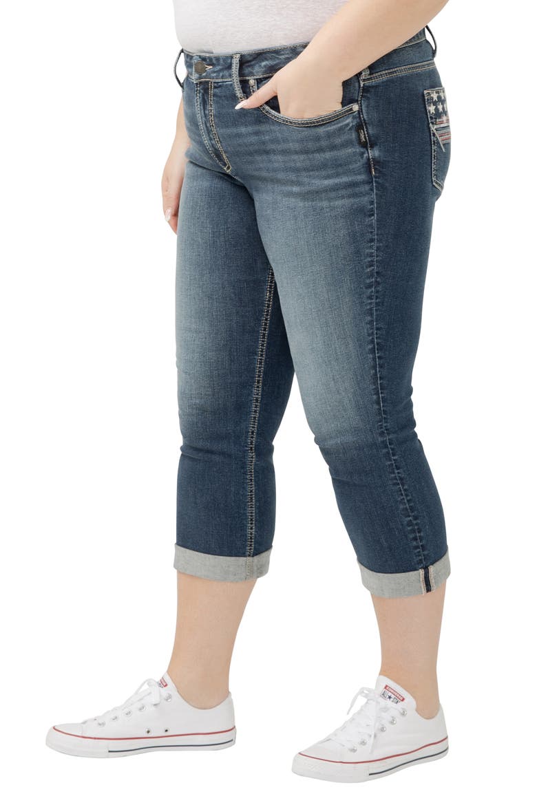 Suki Americana Curvy Mid Rise Capri Jeans, Alternate, color, BALLOT