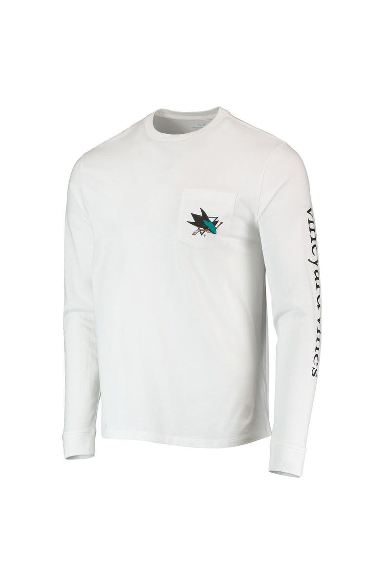 vineyard vines Men's Vineyard Vines White San Jose Sharks Hockey Helmet Pocket Long Sleeve T-Shirt, Alternate, color,