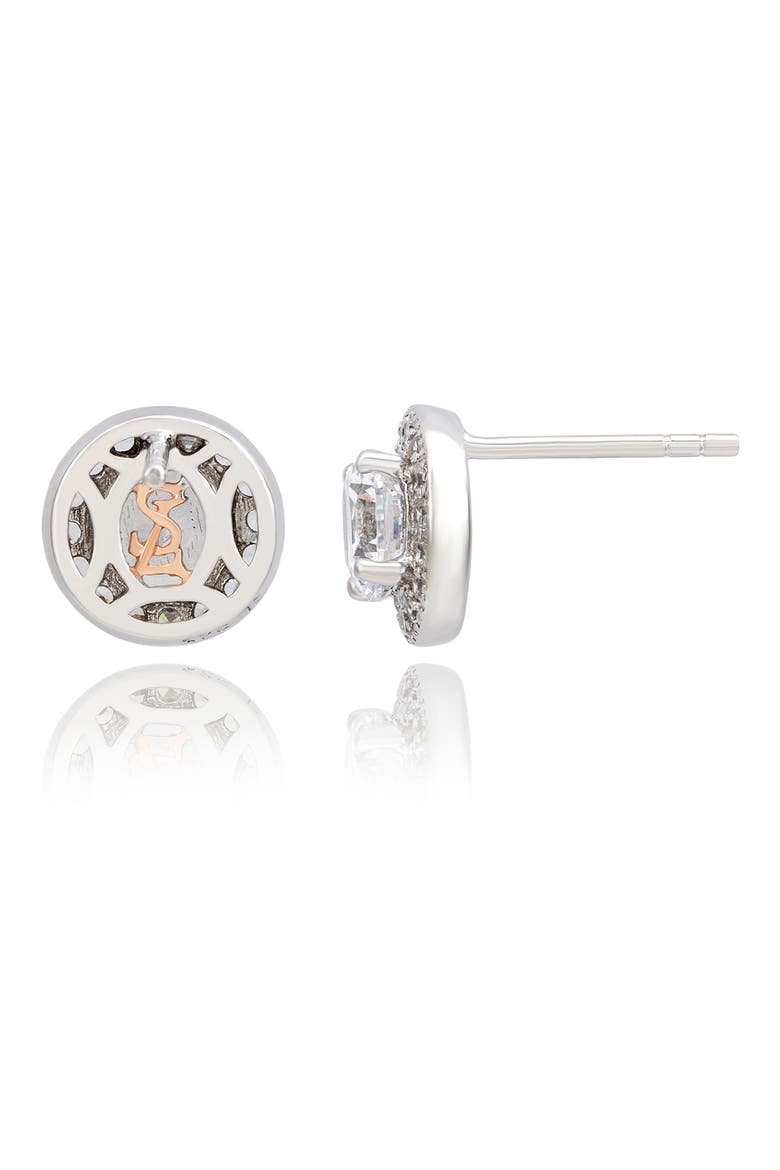 Halo Cubic Zirconia Stud Earrings, Alternate, color, WHITE