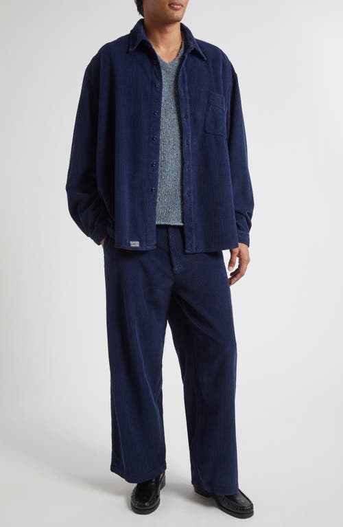 Erl Cotton Shirt With Chest Pocket And Long Sleeves In Blue