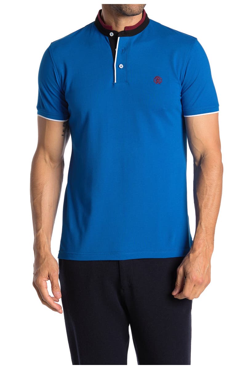 Roberto Cavalli Contrast Band Collar Short Sleeve Polo, Main, color, 