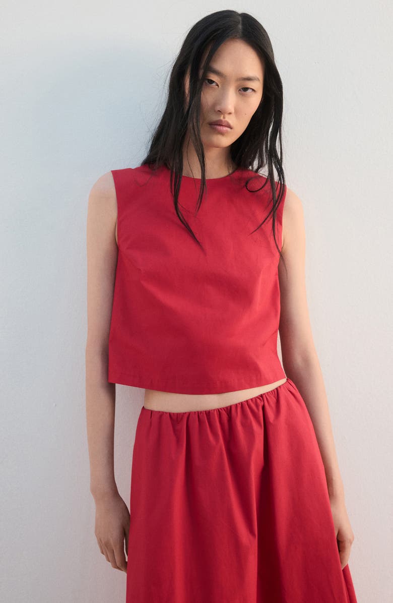 MANGO Cotton Midi Skirt, Alternate, color, Red