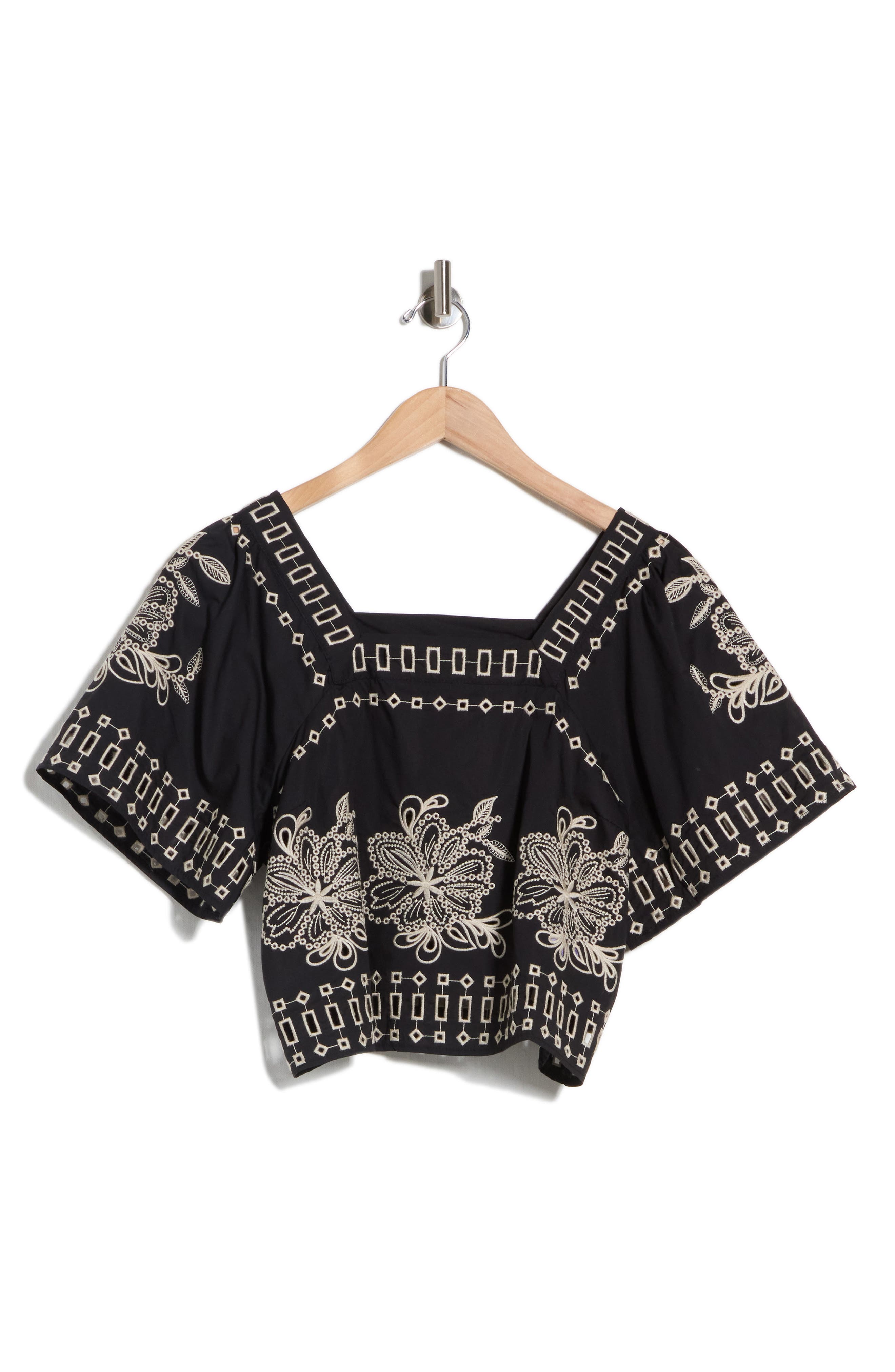 Embroidered Square Neck Blouse