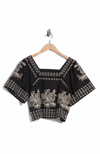 Embroidered Square Neck Blouse