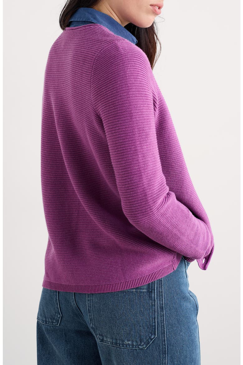 Makers Rib Organic & Recycled Cotton Cardigan, Alternate, color, BRIGHT ORCHID