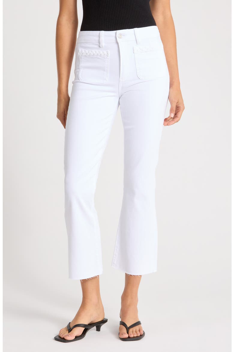 Mason High Waist Braid Detail Crop Raw Hem Jeans, Main, color, CRISP WHITE