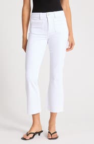 PAIGE Mason High Waist Braid Detail Crop Raw Hem Jeans