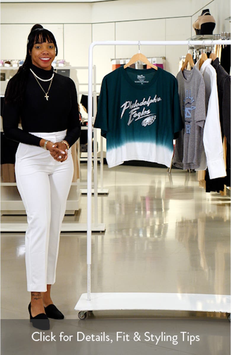 Women's Majestic Threads Jalen Hurts Green/White Philadelphia Eagles Dip-Dye Player Name & Number Crop Top, sales video thumbnail